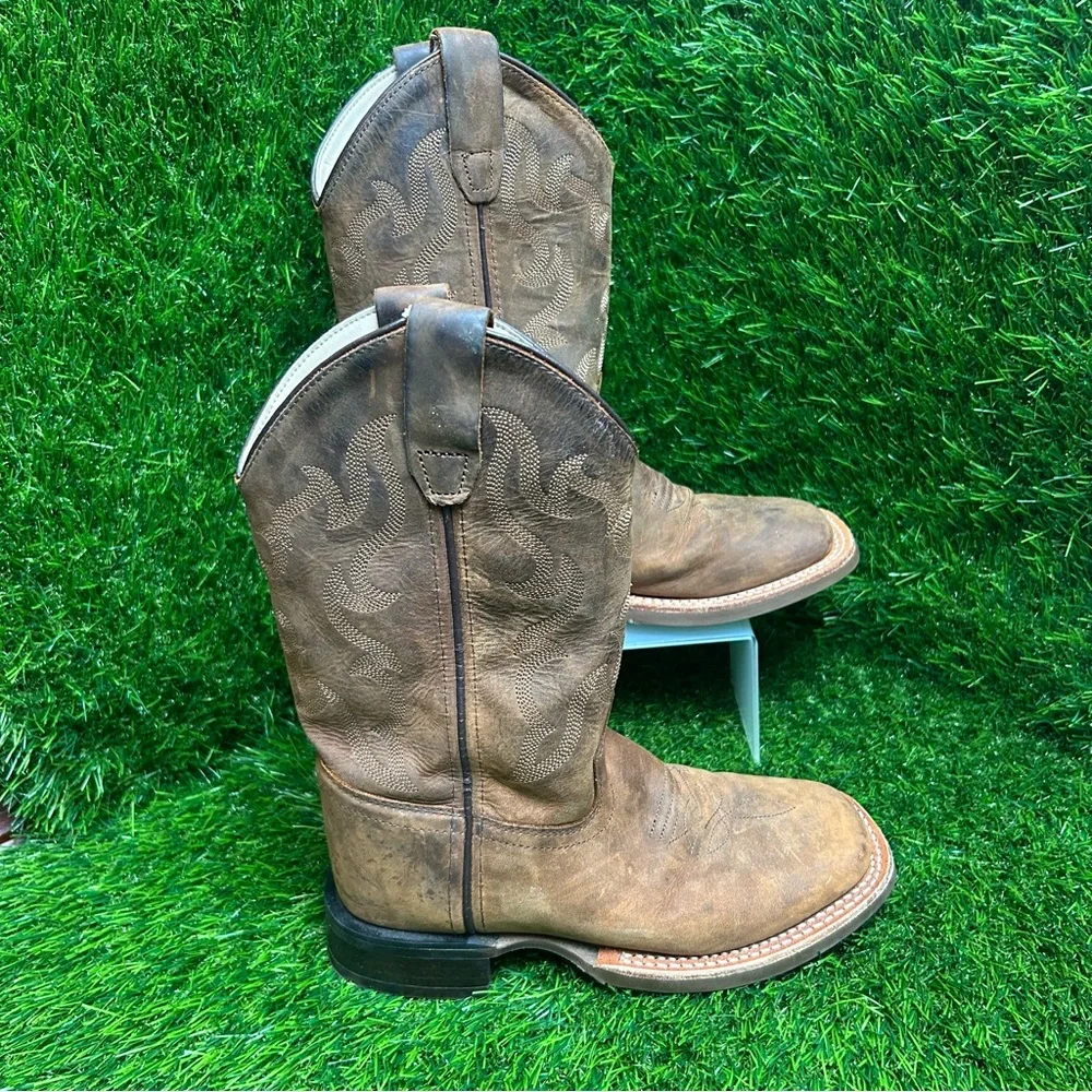 Cody James Square Toe Leather Western Boots Brown BBSC1904 BIG KIDS Size 1D